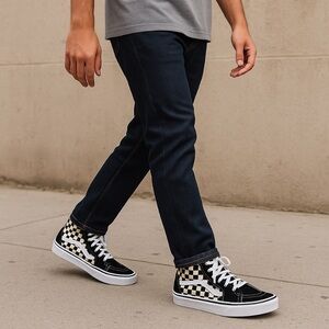 *Vans - off the wall - suede & canvas skateboarding high top shoes-EUC